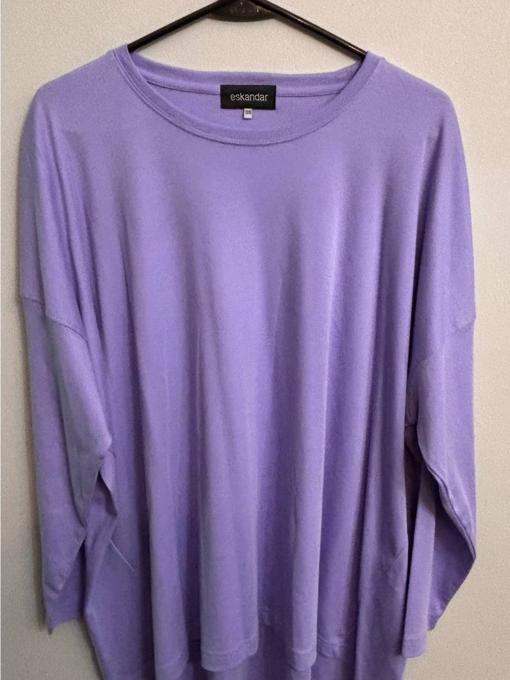 ESKANDAR Lilac Long Sleeve Pima Cotton Tee One Size